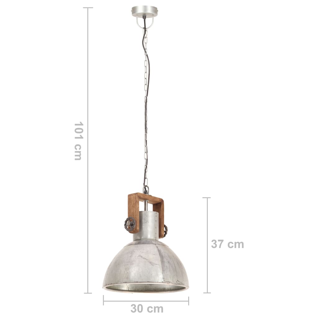 Lampada a Sospensione Industriale 25 W Argento Rotonda 30cm E27