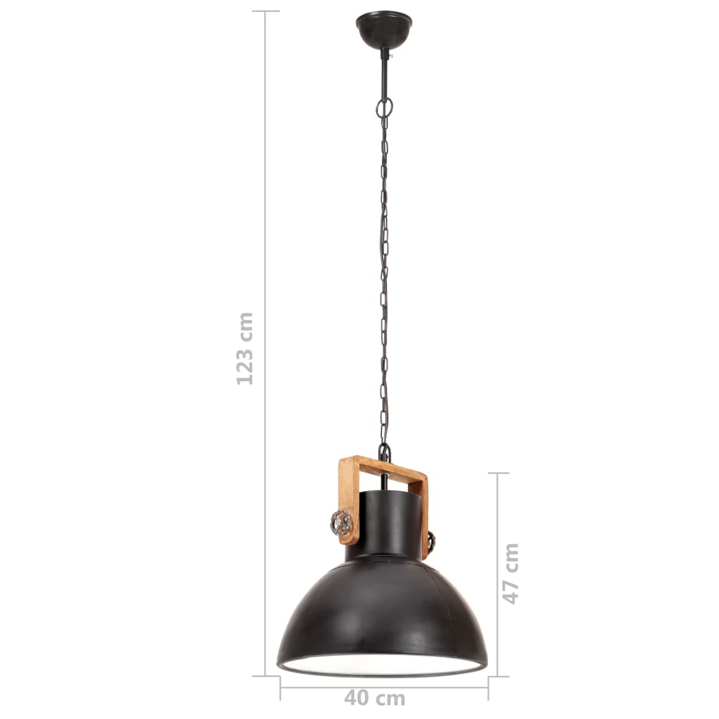 Lampada a Sospensione Industriale 25 W Nera Rotonda 40 cm E27