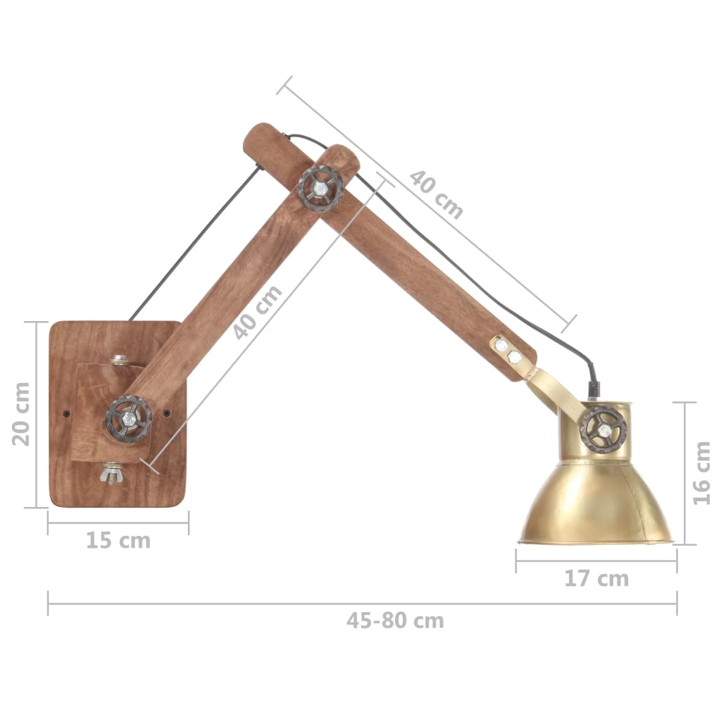 Lampada da Parete Stile Industriale Ottone Rotonda E27