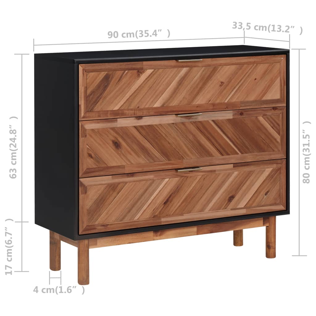 Credenza 90x33,5x80 cm in Legno Massello di Acacia e MDF - homemem39