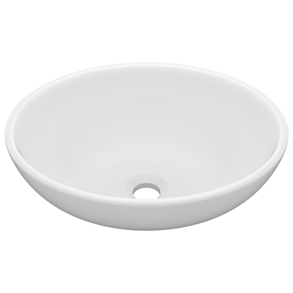 Lavandino Lusso Ovale Bianco Opaco 40x33 cm in Ceramica - homemem39