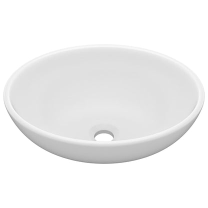 Lavandino Lusso Ovale Bianco Opaco 40x33 cm in Ceramica - homemem39