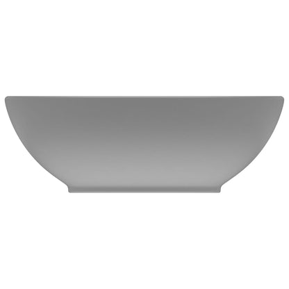 Lavandino Lusso Ovale Grigio Chiaro Opaco 40x33 cm in Ceramica - homemem39