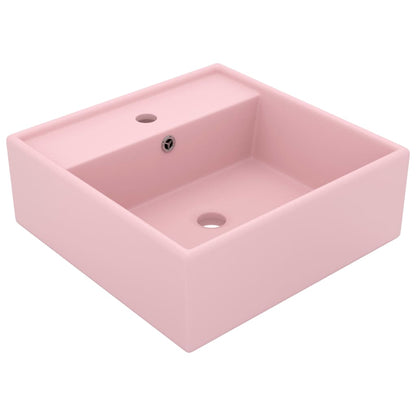 Lavabo Troppopieno Quadrato Rosa Opaco 41x41cm Ceramica - homemem39