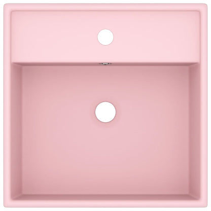 Lavabo Troppopieno Quadrato Rosa Opaco 41x41cm Ceramica - homemem39