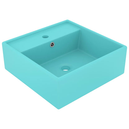 Lavabo Troppopieno Quadrato Verde Chiaro Opaco 41x41cm Ceramica - homemem39