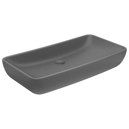 Lavabo Lusso Rettangolare Grigio Scuro Opaco 71x38 cm Ceramica - homemem39