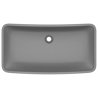 Lavabo Lusso Rettangolare Grigio Scuro Opaco 71x38 cm Ceramica - homemem39