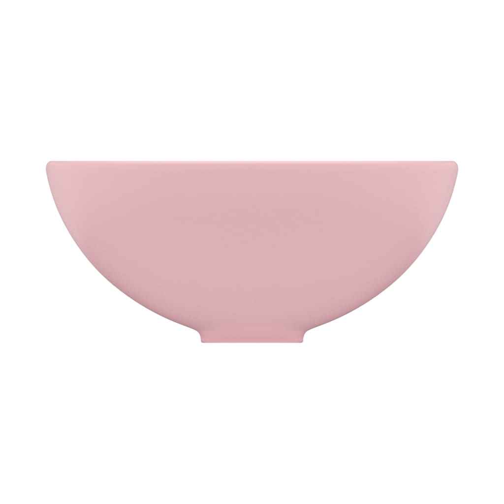 Lavandino Lusso Rotondo Rosa Opaco 32,5x14 cm in Ceramica