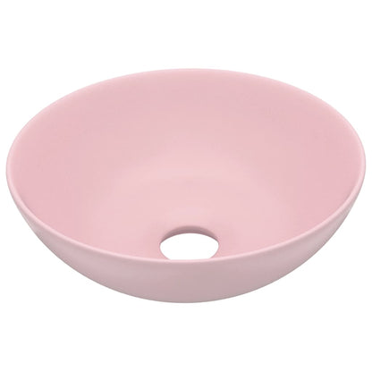 Lavandino da Bagno in Ceramica Rosa Opaco Rotondo - homemem39