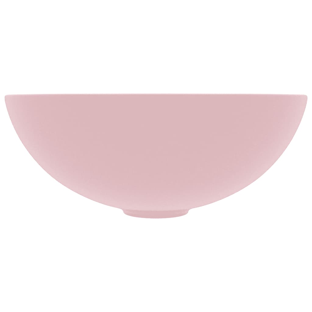 Lavandino da Bagno in Ceramica Rosa Opaco Rotondo - homemem39