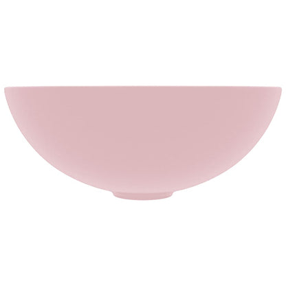 Lavandino da Bagno in Ceramica Rosa Opaco Rotondo - homemem39