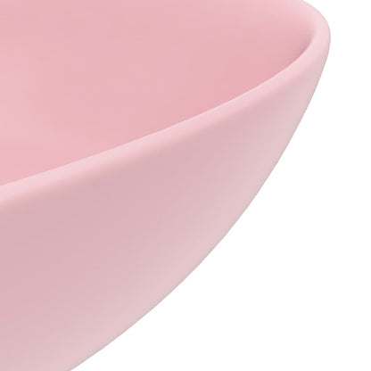 Lavandino da Bagno in Ceramica Rosa Opaco Rotondo - homemem39