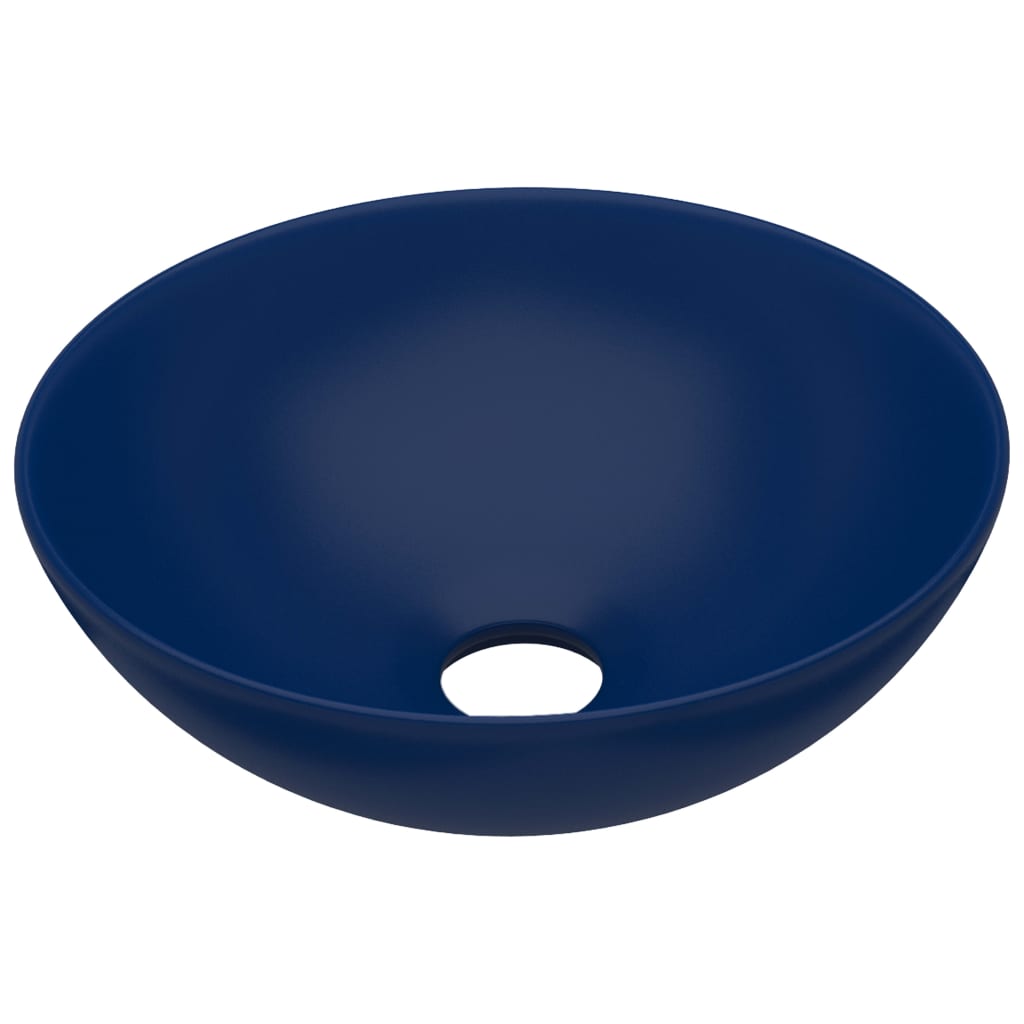 Lavandino da Bagno in Ceramica Blu Scuro Rotondo - homemem39