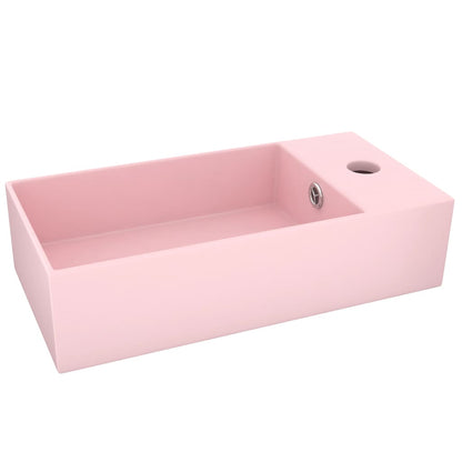 Lavandino con Troppopieno in Ceramica Rosa Opaco - homemem39