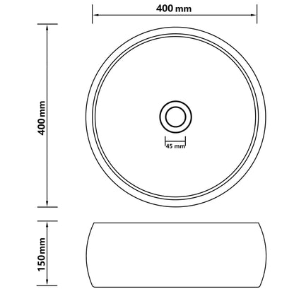 Lavandino Lusso Rotondo Bianco Opaco 40x15 cm in Ceramica