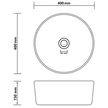 Lavandino Lusso Rotondo Bianco Opaco 40x15 cm in Ceramica