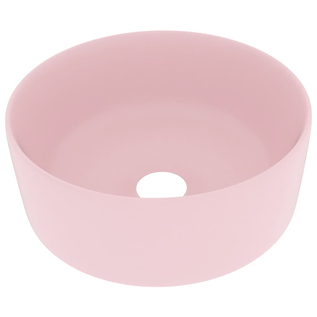 Lavandino Lusso Rotondo Rosa Opaco 40x15 cm in Ceramica