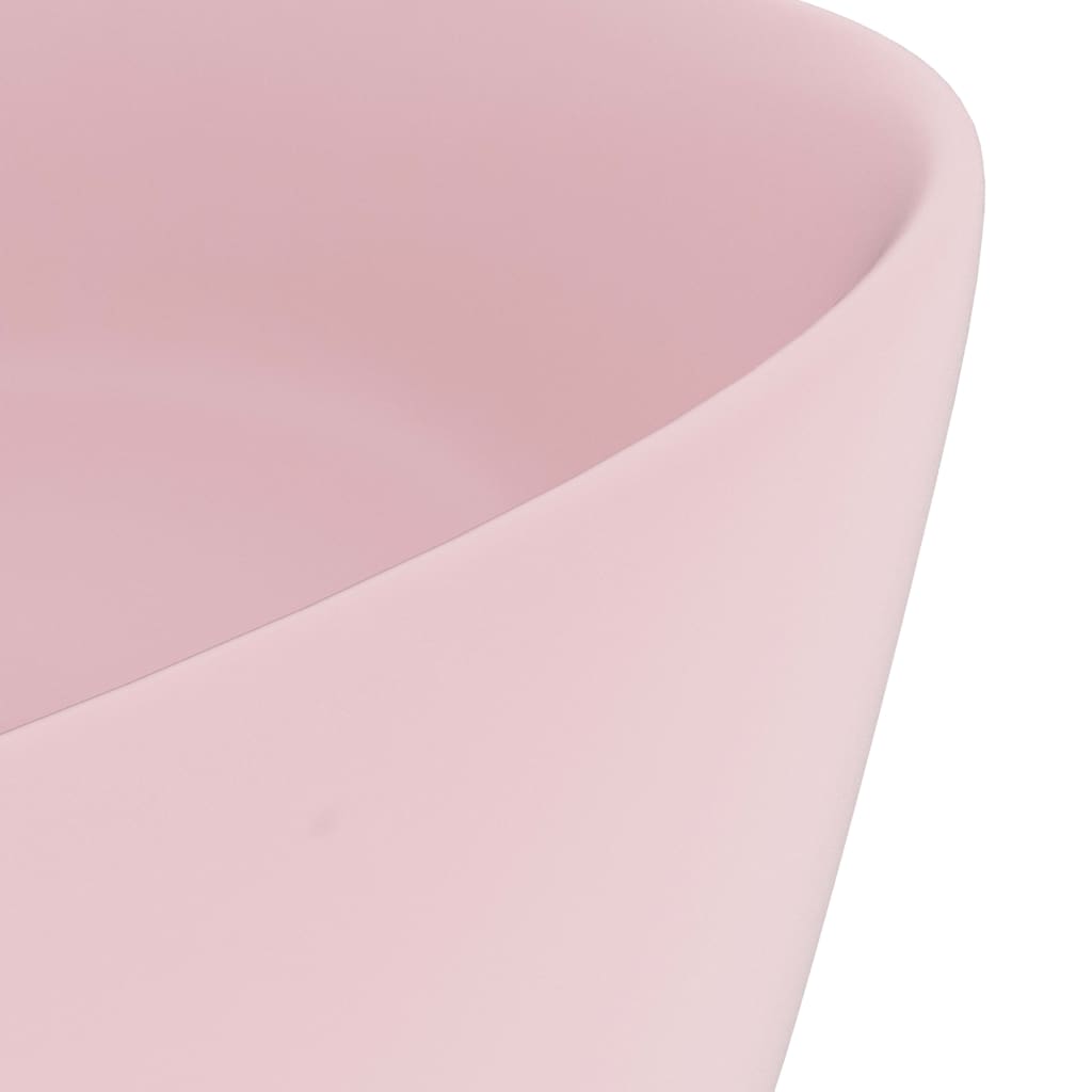 Lavandino Lusso Rotondo Rosa Opaco 40x15 cm in Ceramica