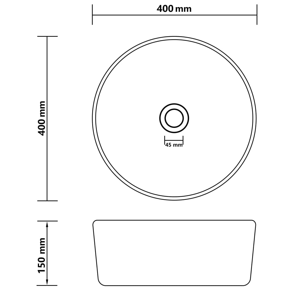 Lavandino Lusso Rotondo Azzurro Opaco 40x15 cm in Ceramica - homemem39