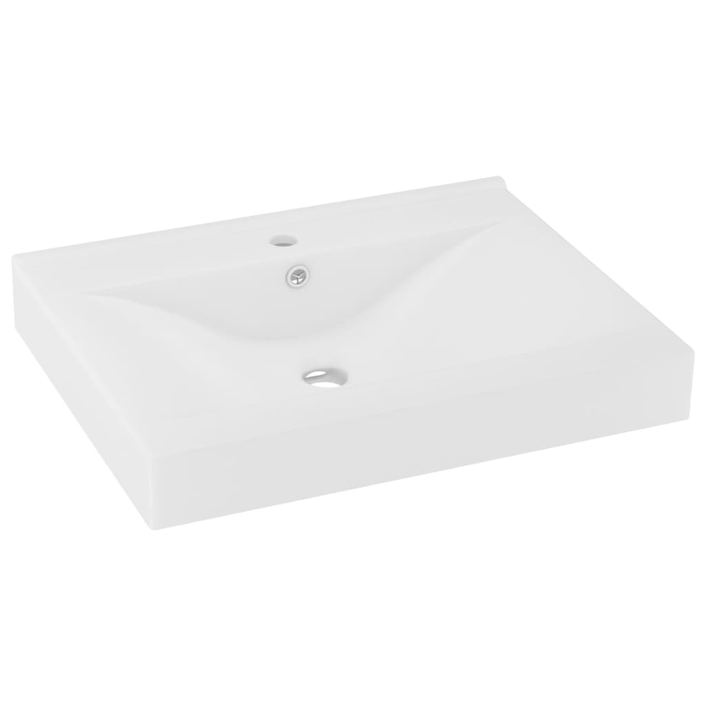 Lavandino con Foro Rubinetto Bianco Opaco 60x46 cm in Ceramica - homemem39