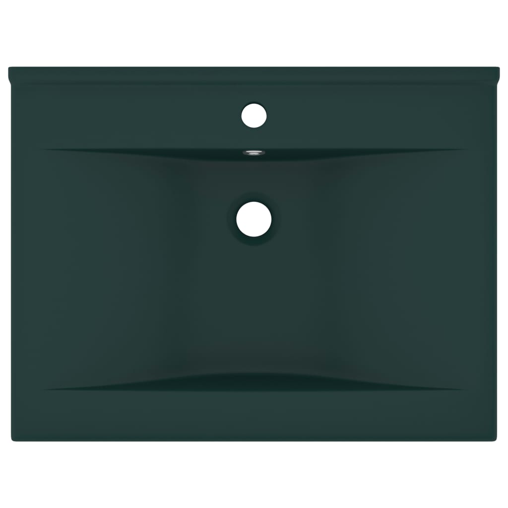 Lavabo con Foro Rubinetto Verde Scuro Opaco 60x46cm in Ceramica - homemem39