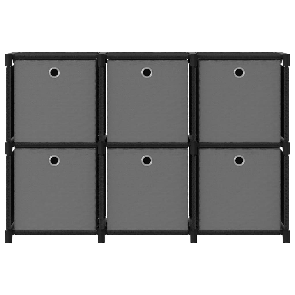 Mobile con 6 Scatole a Cubo Nero 103x30x72,5 cm in Tessuto