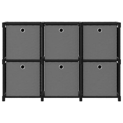 Mobile con 6 Scatole a Cubo Nero 103x30x72,5 cm in Tessuto