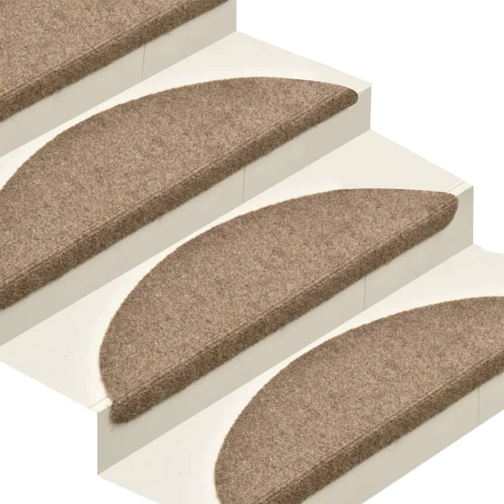 Self-adhesive stair mats 15 pcs Cream 65x21x4 cm Needle-punched