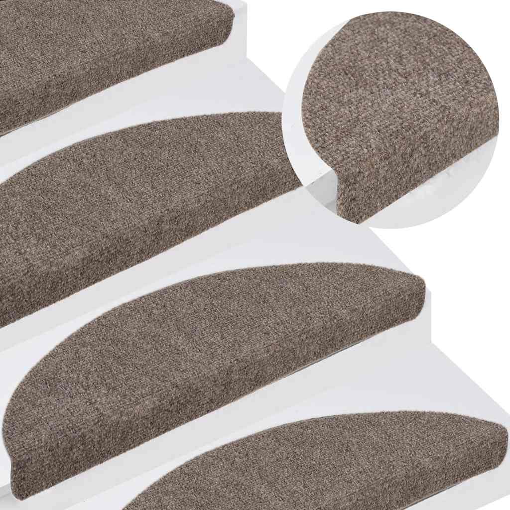 Self-adhesive stair mats 15 pcs Cream 65x21x4 cm Needle-punched