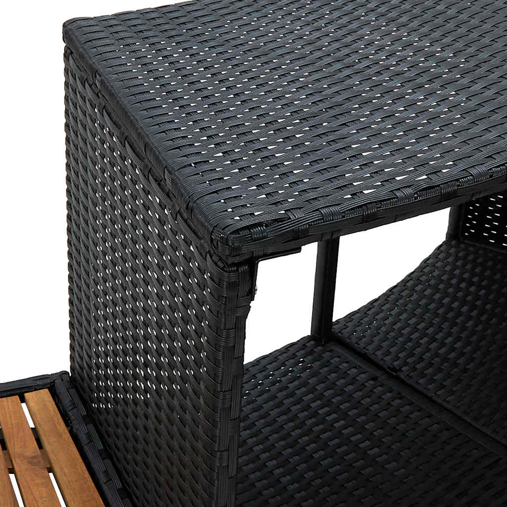 Bordo Spa Nero in Polyrattan e Legno d'Acacia - homemem39