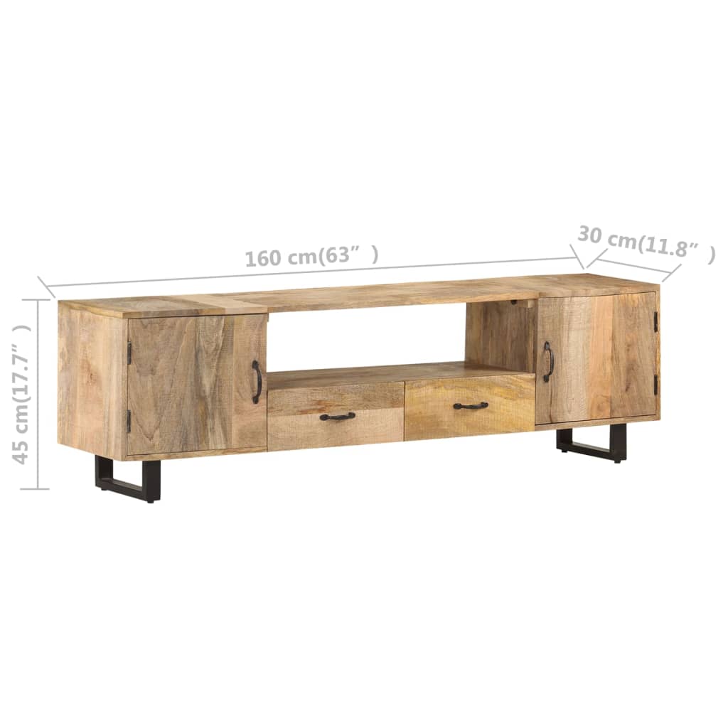 Mobile Porta TV 160x30x45 cm in Legno Massello di Mango - homemem39