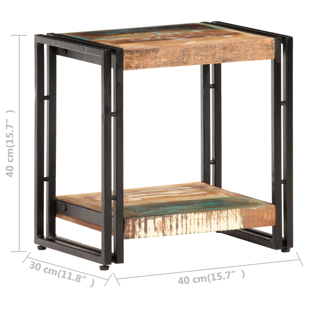 Tavolino Laterale 40x30x40 cm in Legno Massello di Recupero