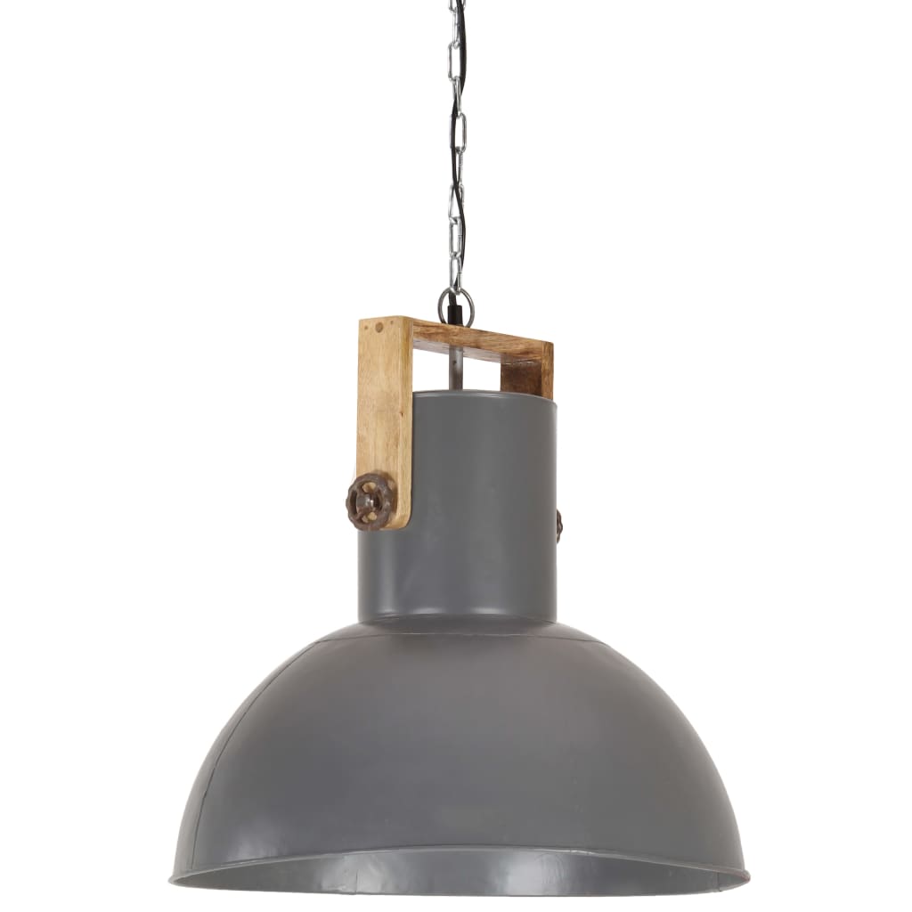 Lampada Soffitto Industriale 25 W Grigia Rotonda in Mango 52cm