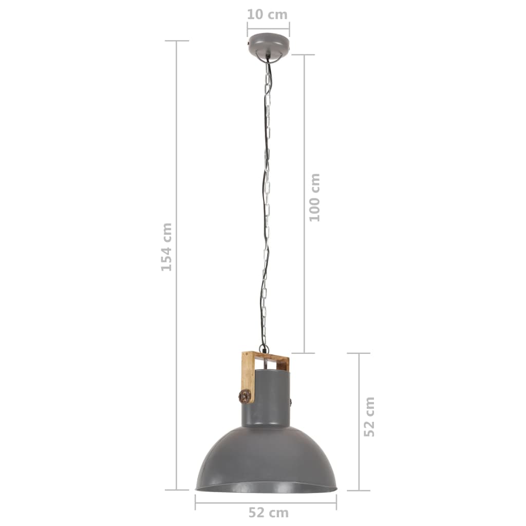 Lampada Soffitto Industriale 25 W Grigia Rotonda in Mango 52cm