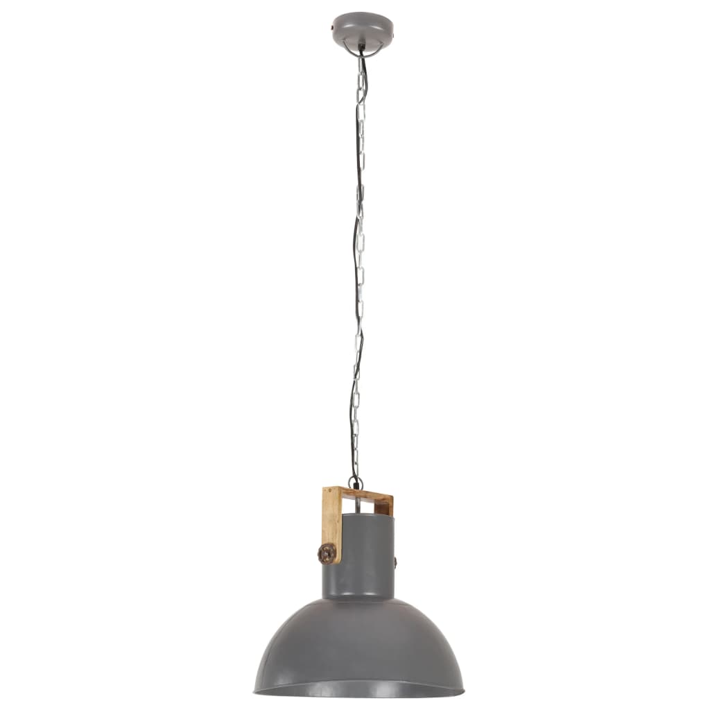 Lampada Soffitto Industriale 25 W Grigia Rotonda in Mango 52cm