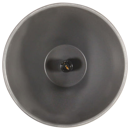 Lampadario Industriale Grigio Ferro e Legno Massello 35 cm E27