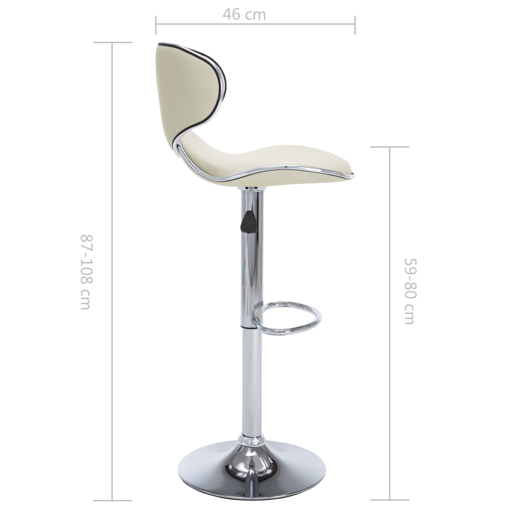 323647 vidaXL Bar Stools 2 pcs Cream Faux Leather