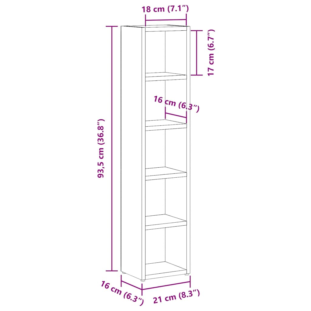 Mobili Porta CD 2pz Rovere Sonoma 21x16x93,5 Legno Multistrato - homemem39