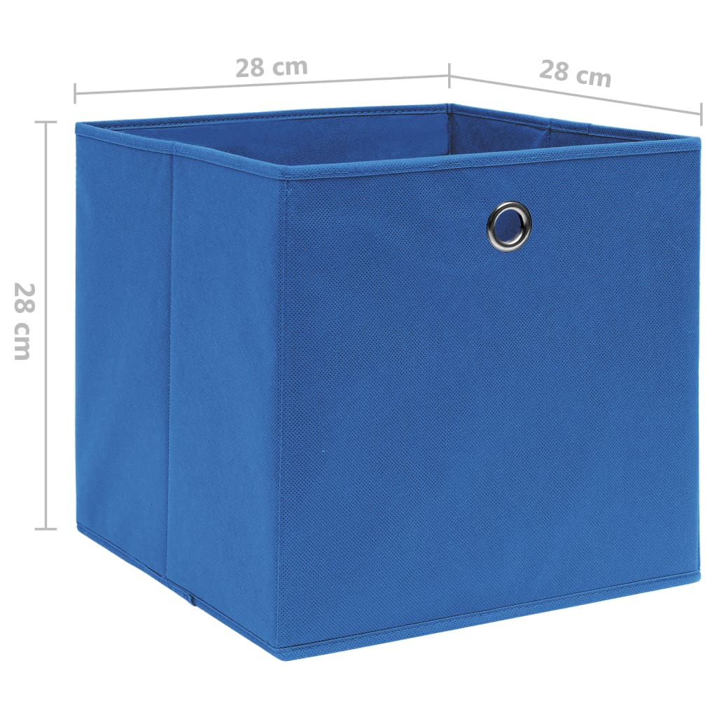 Contenitori 4 pz in Tessuto non Tessuto 28x28x28 cm Blu - homemem39