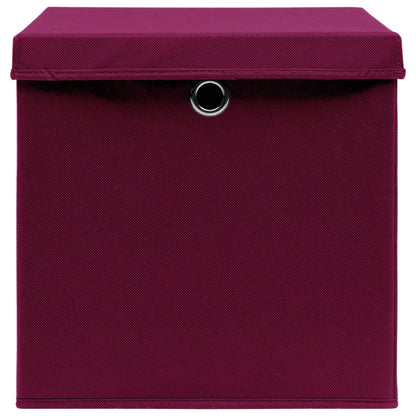 Contenitori con Coperchi 4 pz 28x28x28 cm Rosso Scuro