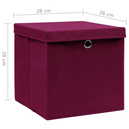 Contenitori con Coperchi 4 pz 28x28x28 cm Rosso Scuro