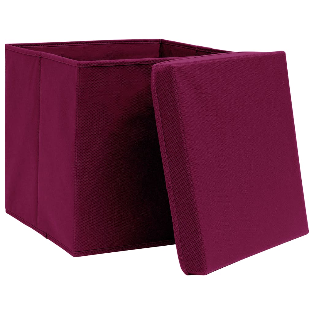 Contenitori con Coperchi 10 pz 28x28x28 cm Rosso Scuro