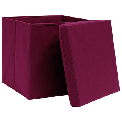 Contenitori con Coperchi 10 pz 28x28x28 cm Rosso Scuro - homemem39