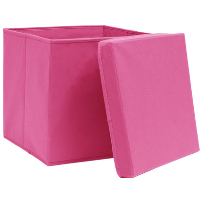 Contenitori con Coperchi 4 pz 28x28x28 cm Rosa - homemem39