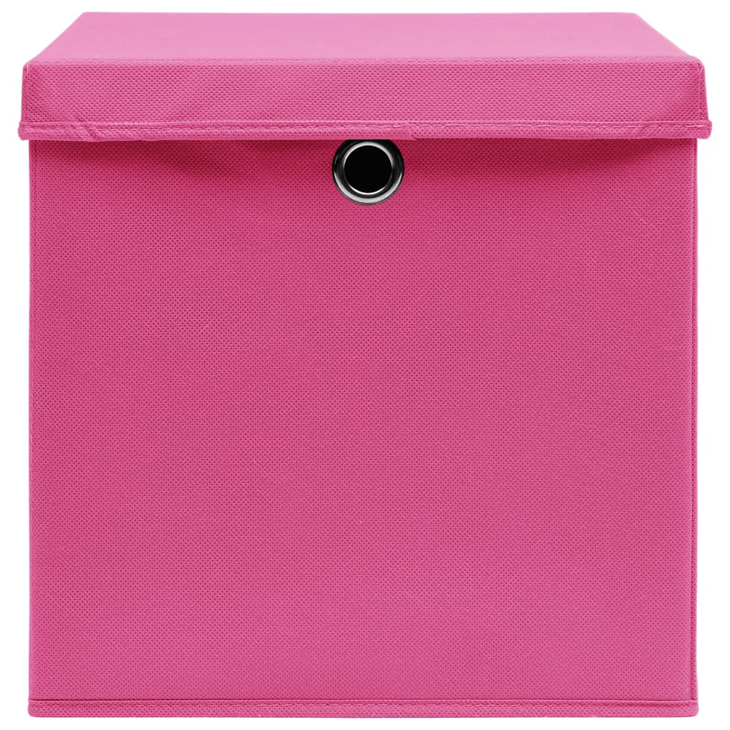 Contenitori con Coperchi 4 pz 28x28x28 cm Rosa - homemem39