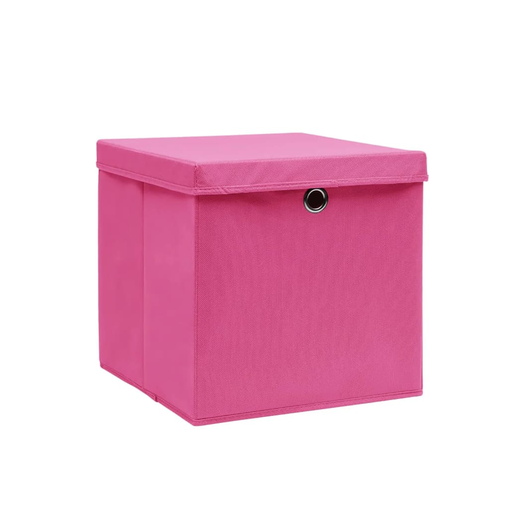 Contenitori con Coperchi 10 pz 28x28x28 cm Rosa - homemem39