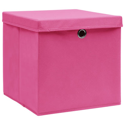 Contenitori con Coperchi 10 pz 28x28x28 cm Rosa - homemem39