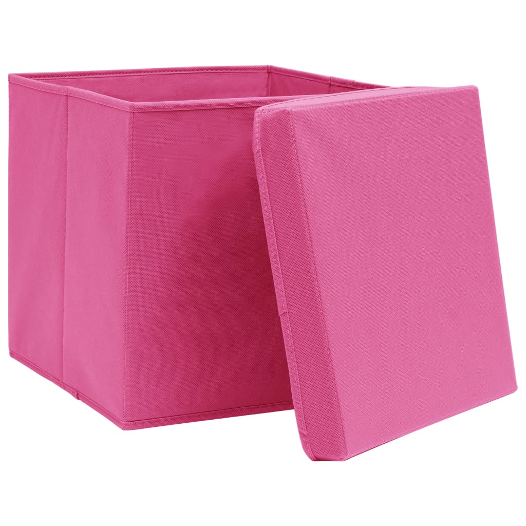 Contenitori con Coperchi 10 pz 28x28x28 cm Rosa - homemem39