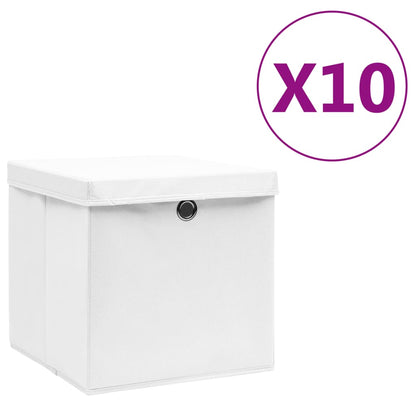 Contenitori con Coperchi 10 pz 28x28x28 cm Bianco - homemem39